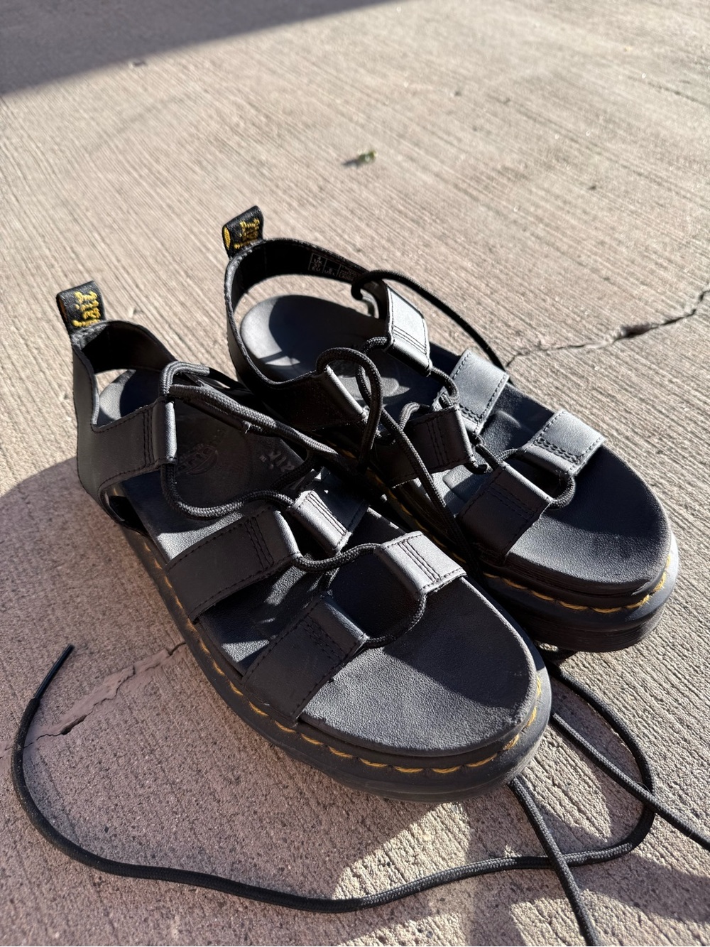 Dr Marten Nartilla Black Platform Gladiator Leather Sandals Size 6